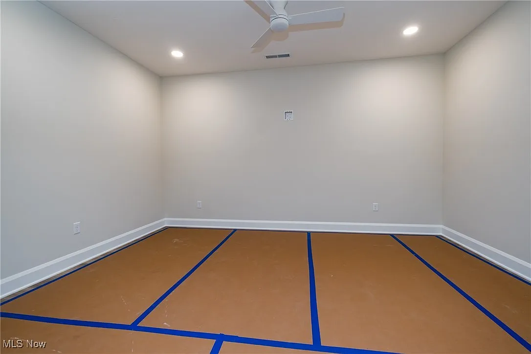 Finished lower-level room in the ranch home.
