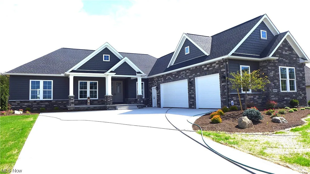 Front exterior of the contemporary ranch.